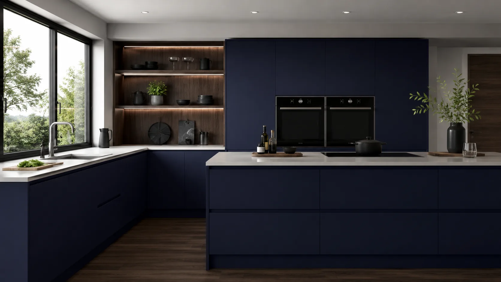 Blue Matt J-Profile Handleless fitted kitchen