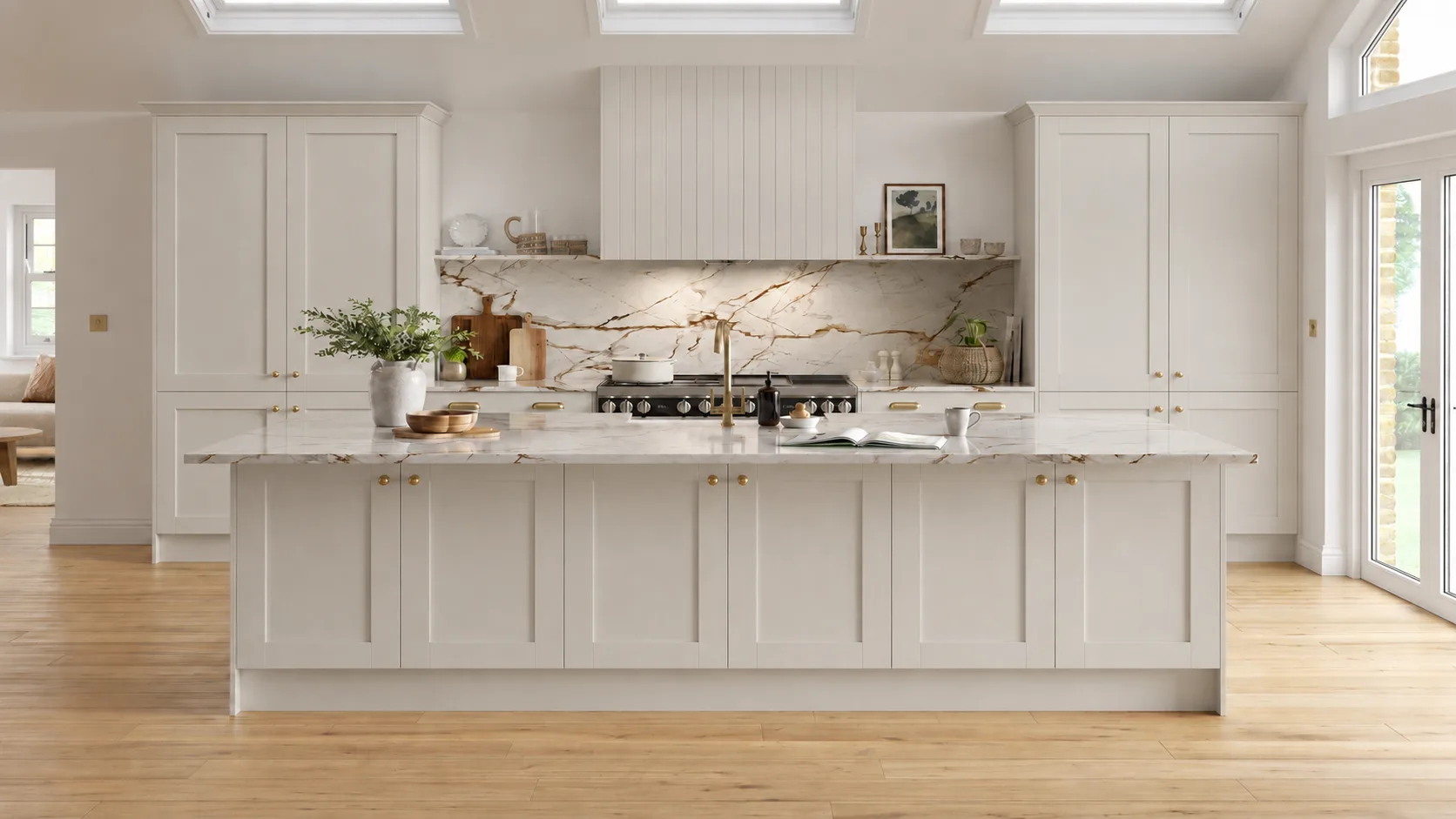 Porcelain matt timber Shaker fitted kitchen style