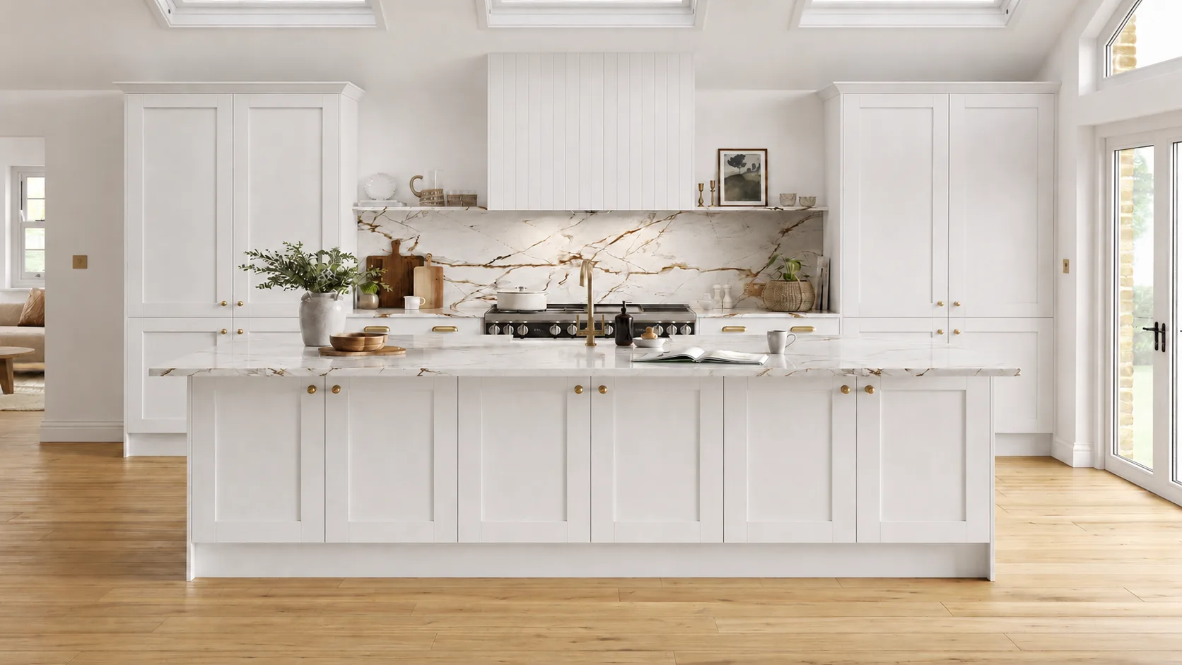 White matt Shaker kitchen used for customer planning support