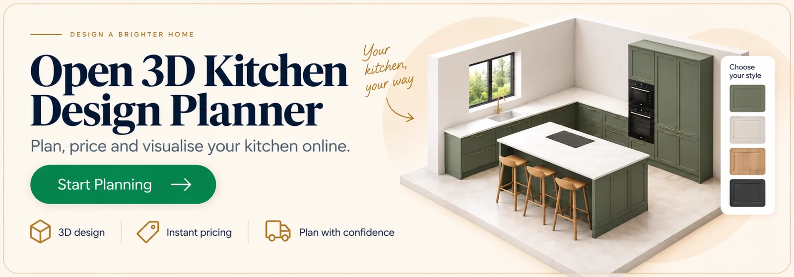 3D kitchen planner – plan, price and visualise your kitchen online