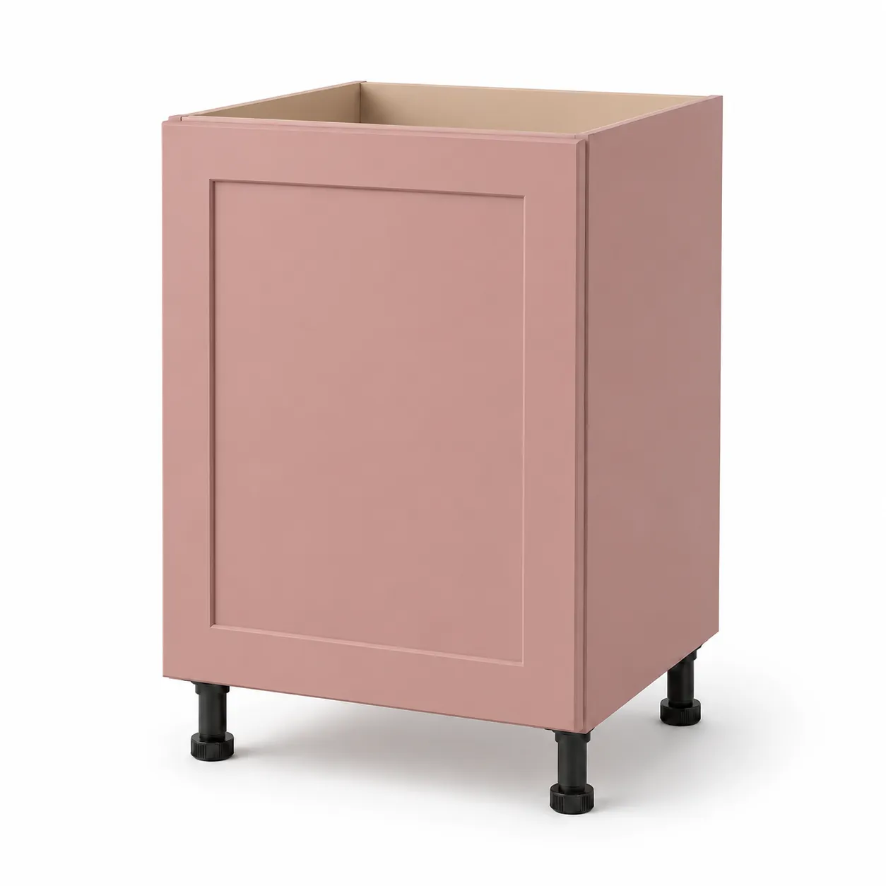 Fully assembled Shaker kitchen base cabinet with fitted door